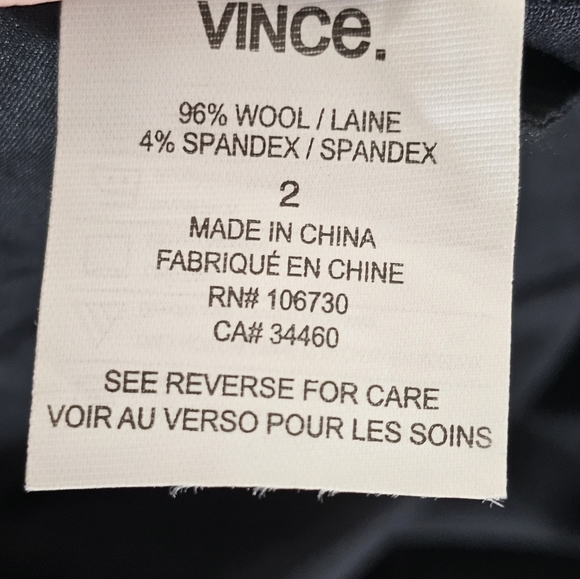 Vince Wool Career Work Skinny Pant Black 2 Preowned - Picture 6 of 8
